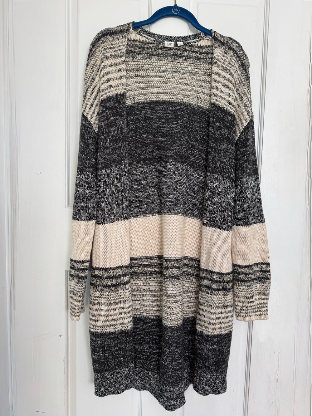 GAP Women’s Striped Open-Front Long Cardigan